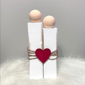 Handmade Rustic Couple With Heart Wooden